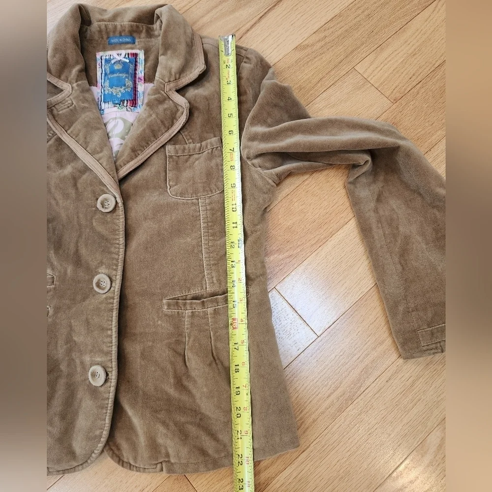 Vintage Y2K Cambridge Tan Velvet Floral Embroidered Jacket